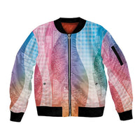 Polynesian Tribal Pattern Patchwork Picturesque Sleeve Zip Bomber Jacket Holographic