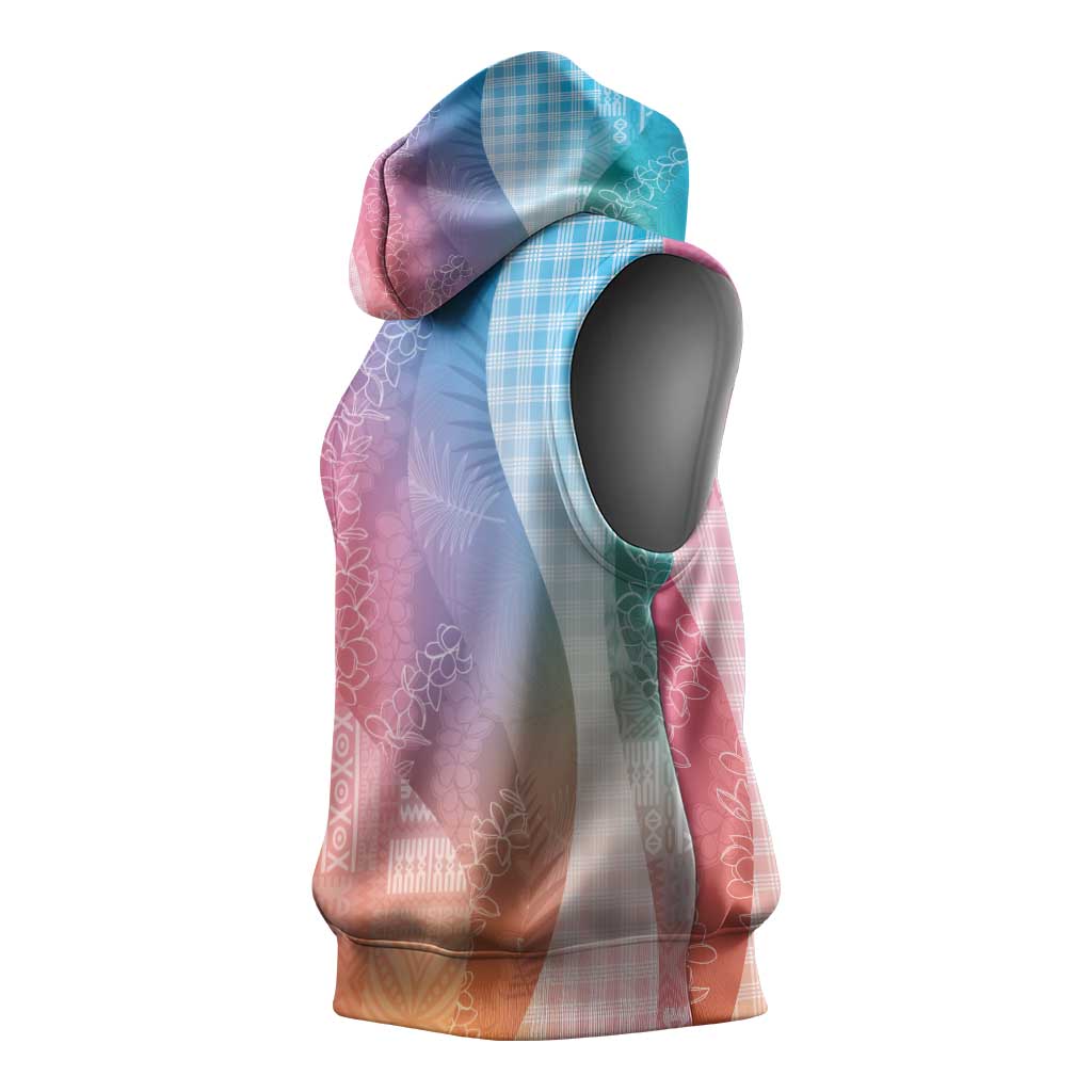 Polynesian Tribal Pattern Patchwork Picturesque Sleeveless Hoodie Holographic