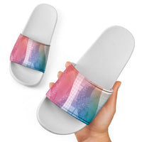 Polynesian Tribal Pattern Patchwork Picturesque Slide Sandals Holographic