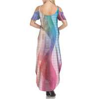 Polynesian Tribal Pattern Patchwork Picturesque Summer Maxi Dress Holographic