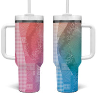 Polynesian Tribal Pattern Patchwork Picturesque Tumbler With Handle Holographic