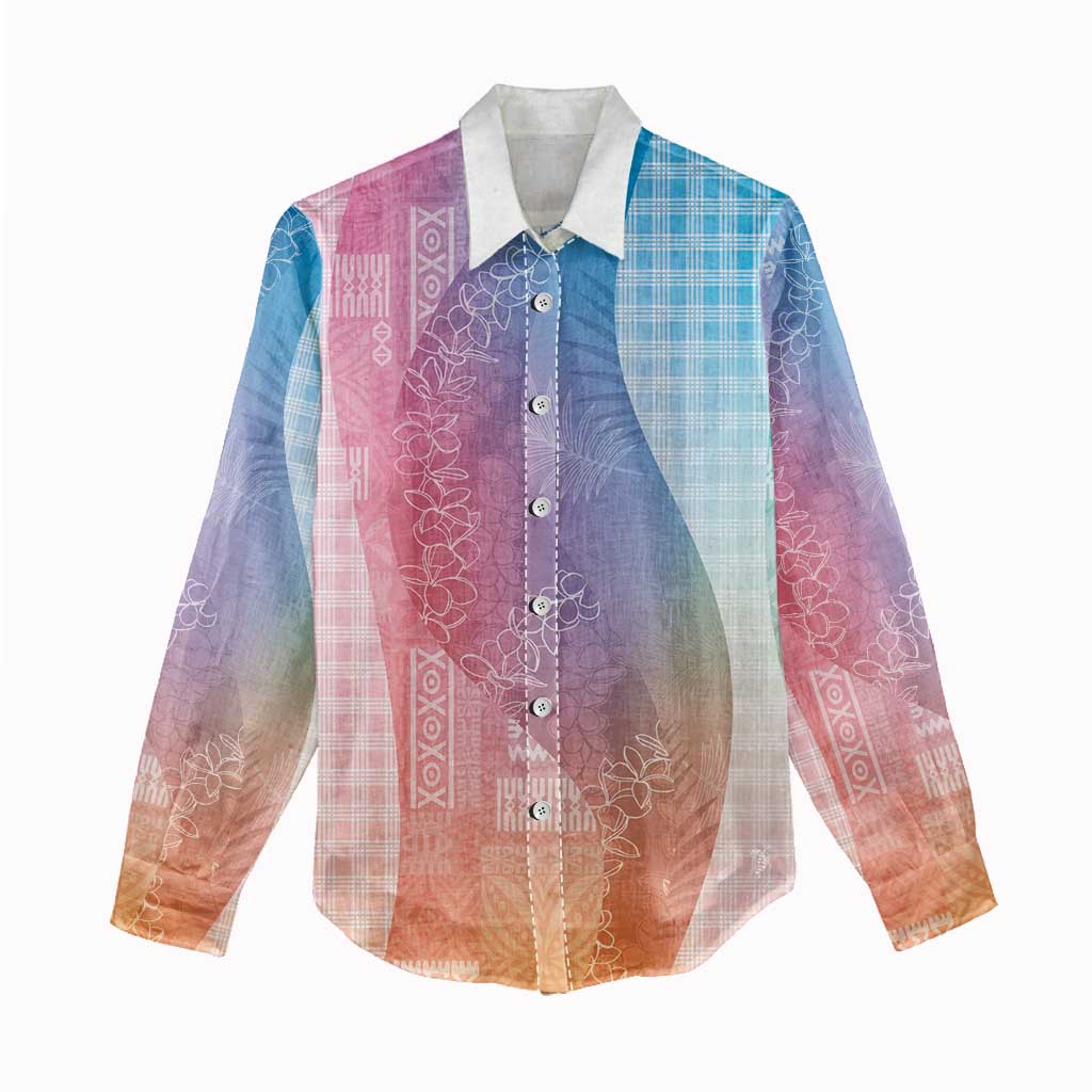 Polynesian Tribal Pattern Patchwork Picturesque Women Casual Shirt Holographic