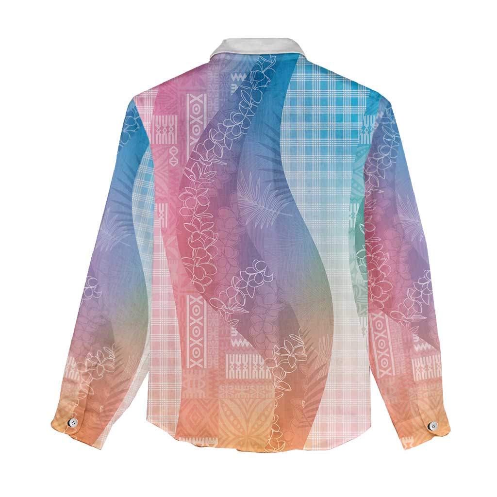 Polynesian Tribal Pattern Patchwork Picturesque Women Casual Shirt Holographic