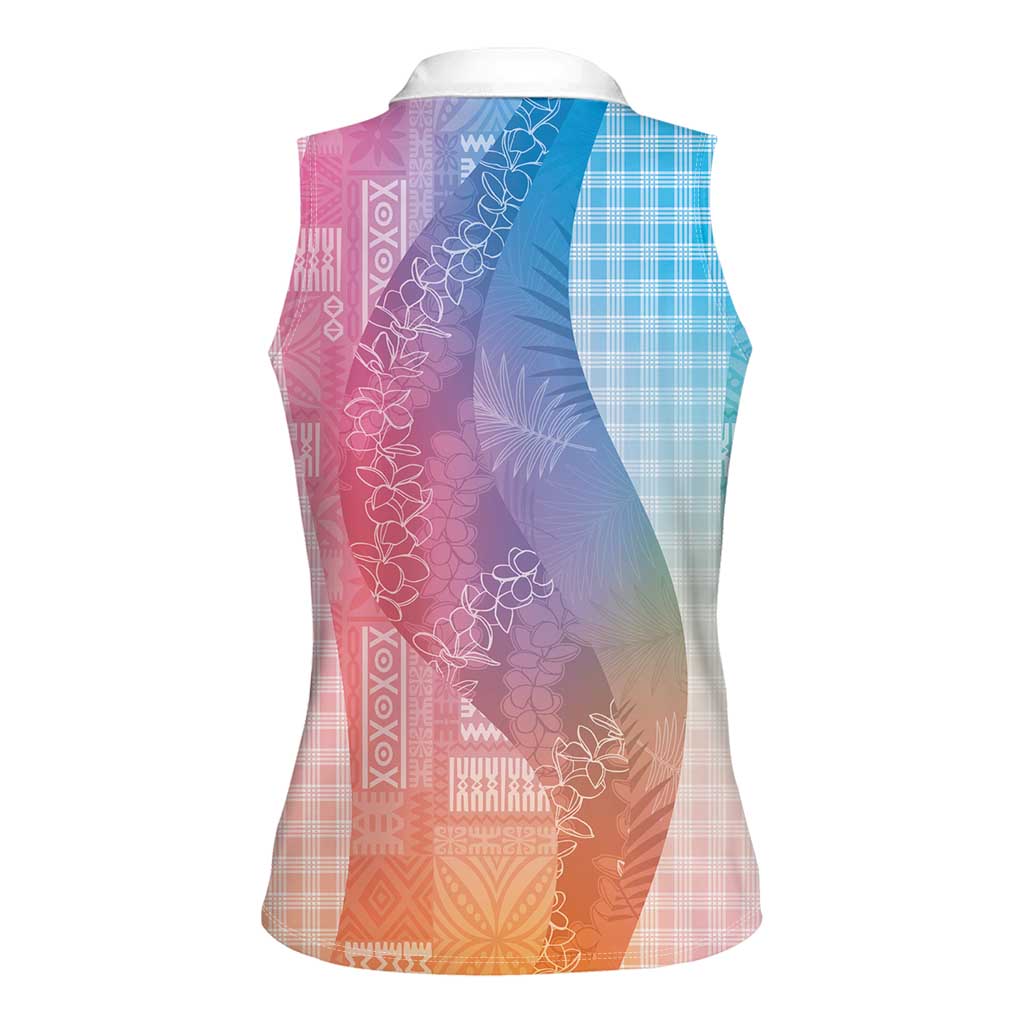Polynesian Tribal Pattern Patchwork Picturesque Women Sleeveless Polo Shirt Holographic