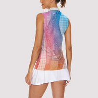 Polynesian Tribal Pattern Patchwork Picturesque Women Sleeveless Polo Shirt Holographic
