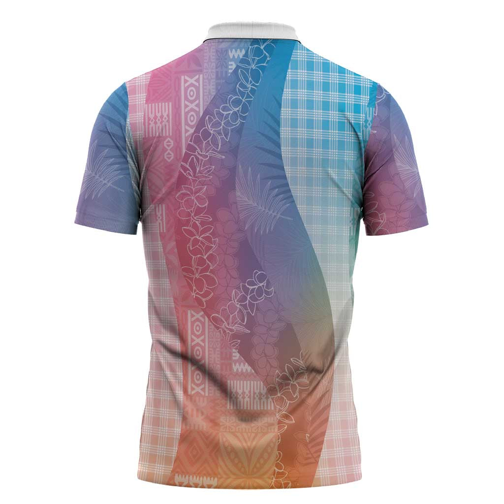 Polynesian Tribal Pattern Patchwork Picturesque Zipper Polo Shirt Holographic