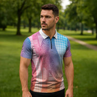 Polynesian Tribal Pattern Patchwork Picturesque Zipper Polo Shirt Holographic