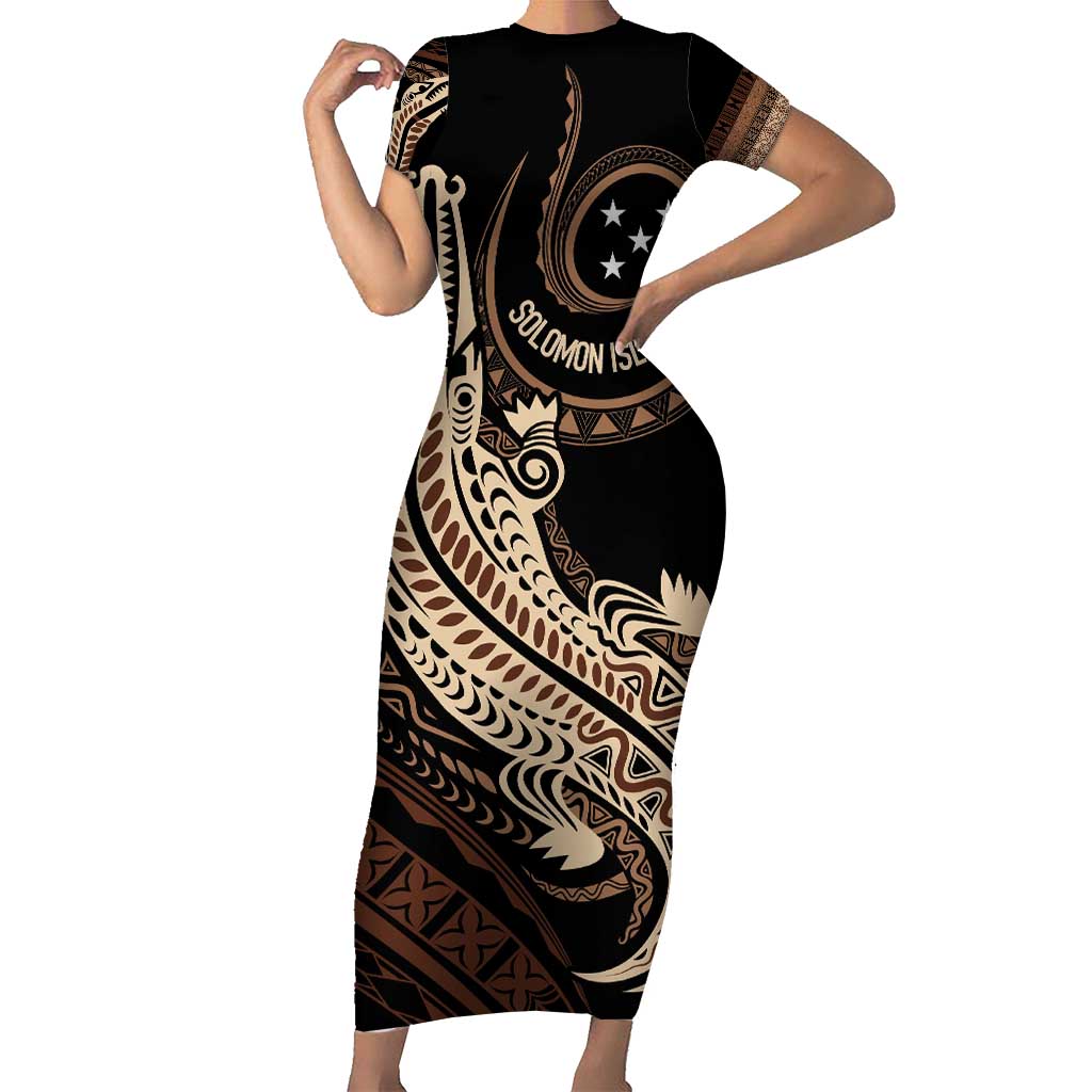 Personalized Solomon Islands Crocodile Family Matching Short Sleeve Bodycon Dress and Hawaiian Shirt Hapi Isles - Independence Anniversary