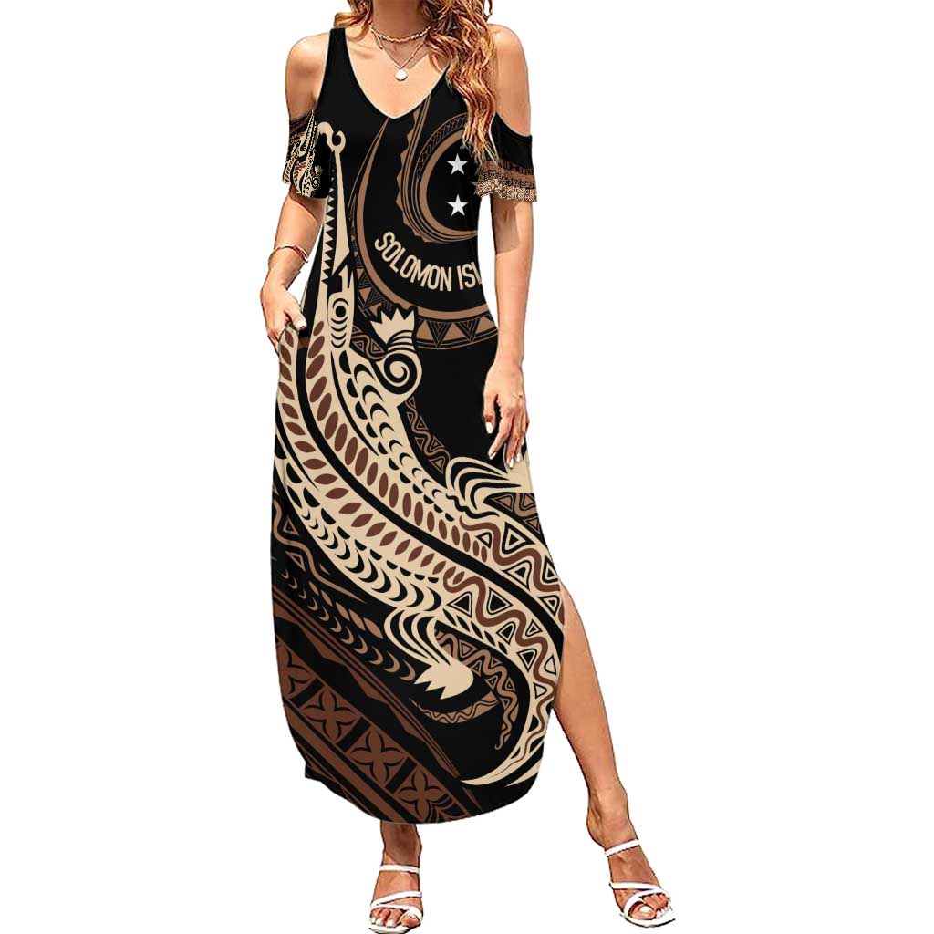 Personalized Solomon Islands Crocodile Family Matching Summer Maxi Dress and Hawaiian Shirt Hapi Isles - Independence Anniversary
