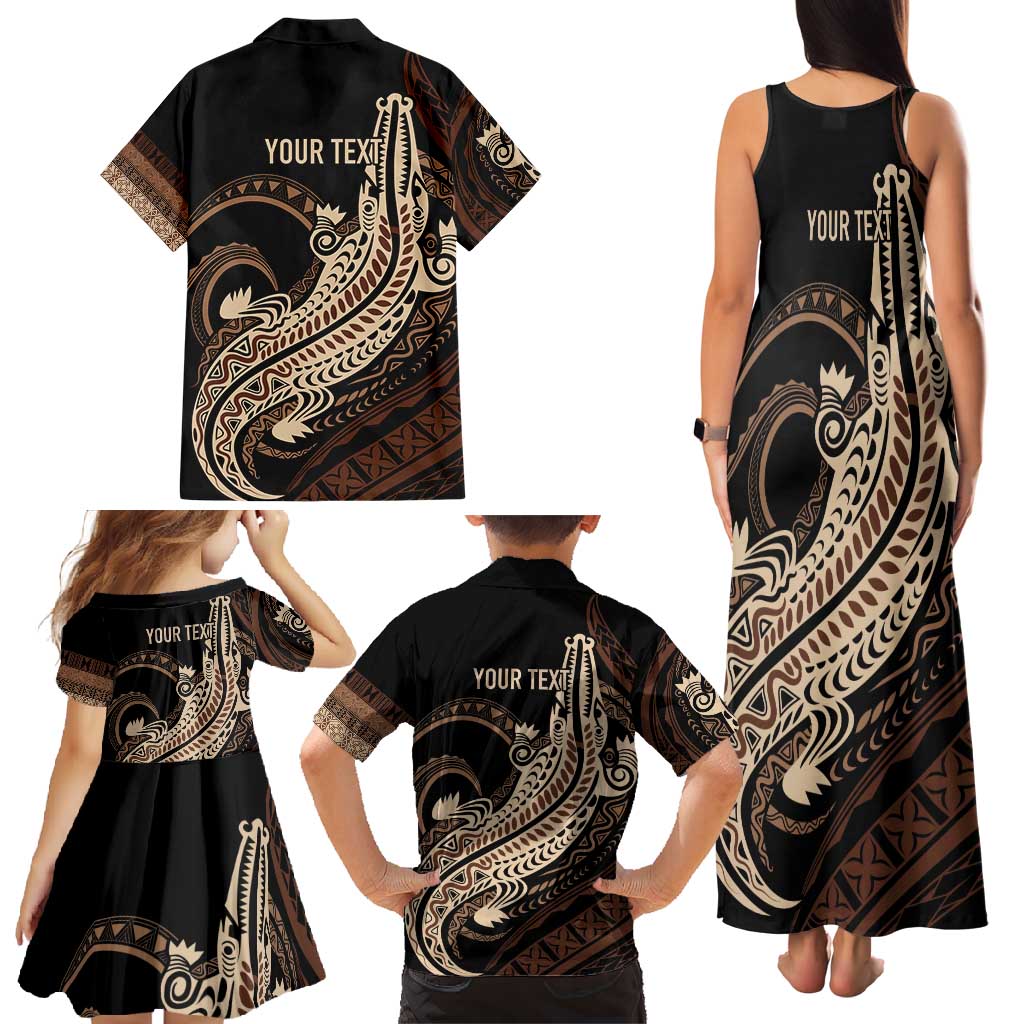 Personalized Solomon Islands Crocodile Family Matching Tank Maxi Dress and Hawaiian Shirt Hapi Isles - Independence Anniversary