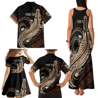 Personalized Solomon Islands Crocodile Family Matching Tank Maxi Dress and Hawaiian Shirt Hapi Isles - Independence Anniversary