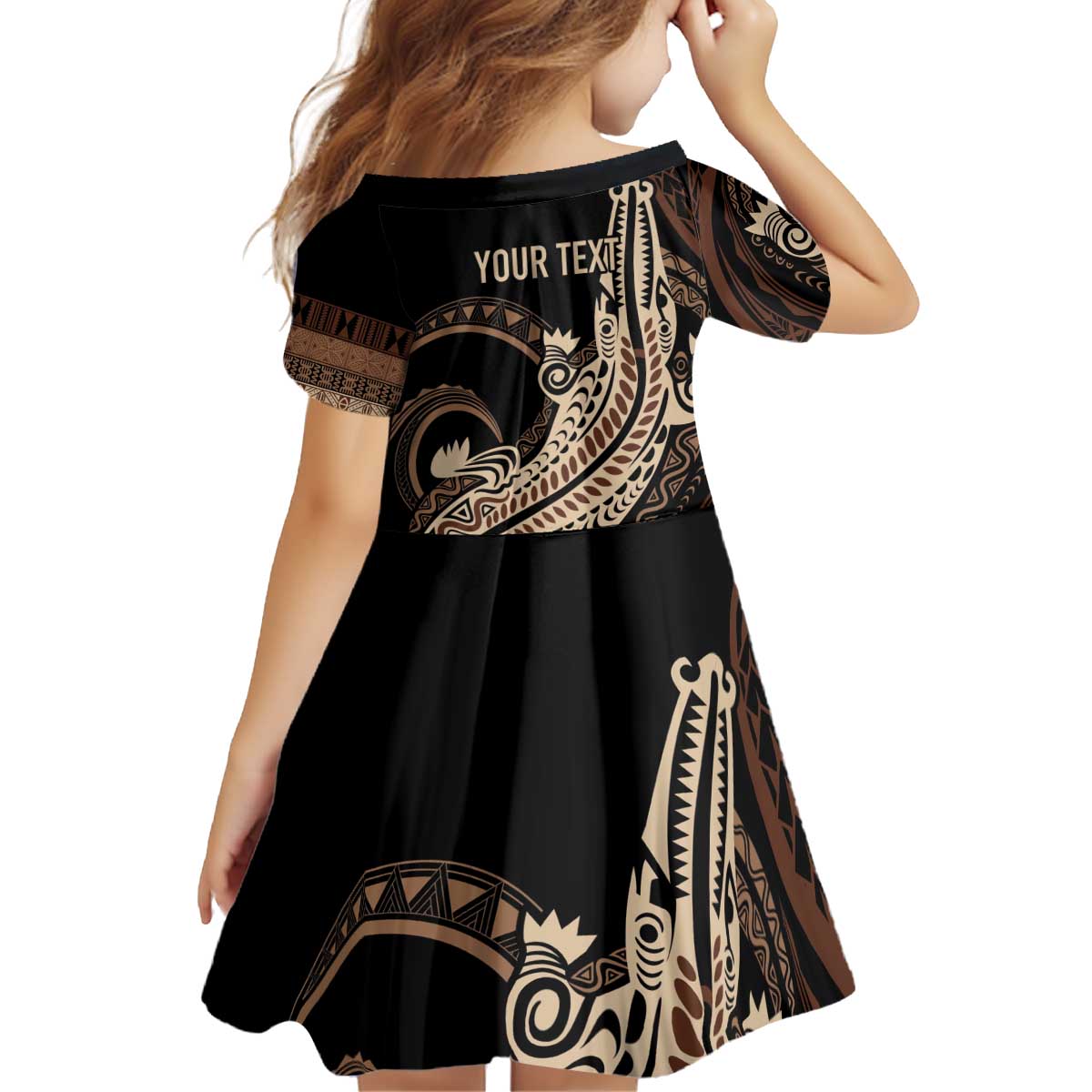 Personalized Solomon Islands Crocodile Kid Short Sleeve Dress Hapi Isles - Independence Anniversary