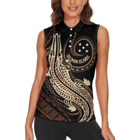 Personalized Solomon Islands Crocodile Women Sleeveless Polo Shirt Hapi Isles - Independence Anniversary