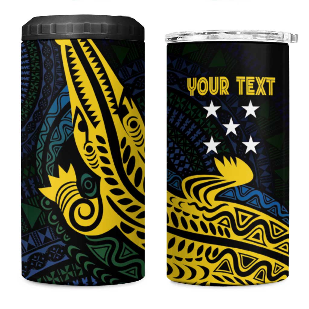 Personalized Solomon Islands Independence Anniversary 4 in 1 Can Cooler Tumbler Crocodile Mix Tapa LT7 One Size: 16 oz Colorful - Polynesian Pride