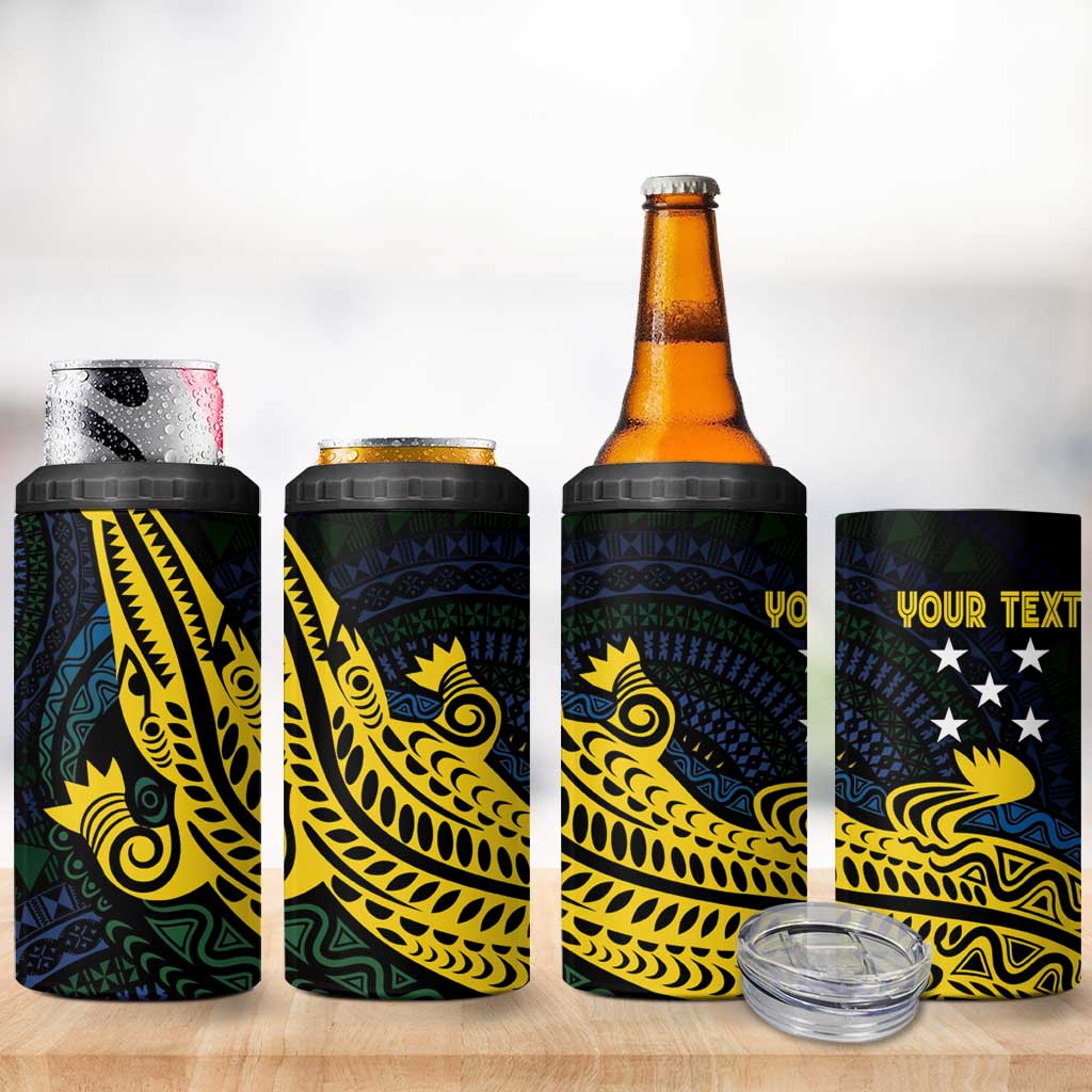 Personalized Solomon Islands Independence Anniversary 4 in 1 Can Cooler Tumbler Crocodile Mix Tapa LT7 - Polynesian Pride