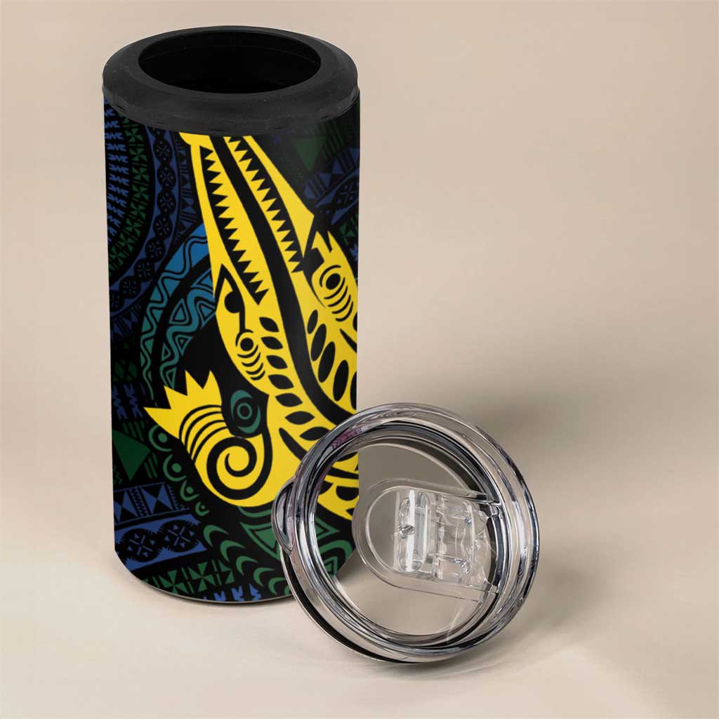 Personalized Solomon Islands Independence Anniversary 4 in 1 Can Cooler Tumbler Crocodile Mix Tapa LT7 - Polynesian Pride