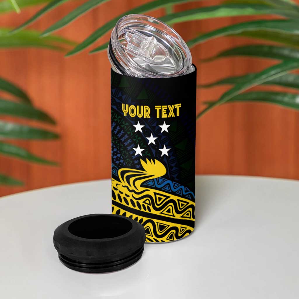Personalized Solomon Islands Independence Anniversary 4 in 1 Can Cooler Tumbler Crocodile Mix Tapa LT7 - Polynesian Pride