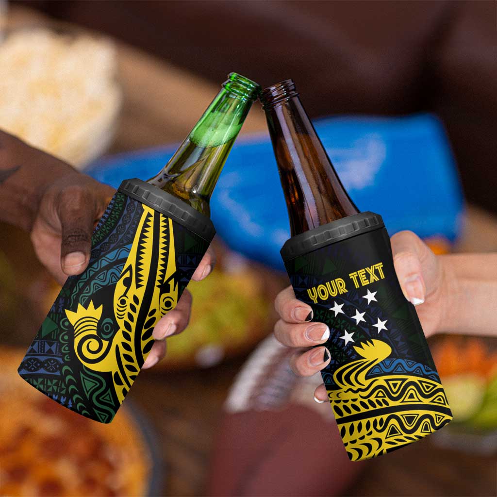 Personalized Solomon Islands Independence Anniversary 4 in 1 Can Cooler Tumbler Crocodile Mix Tapa LT7 - Polynesian Pride