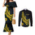 Personalized Solomon Islands Independence Anniversary Couples Matching Mermaid Dress and Long Sleeve Button Shirt Crocodile Mix Tapa