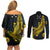 Personalized Solomon Islands Independence Anniversary Couples Matching Off Shoulder Short Dress and Long Sleeve Button Shirt Crocodile Mix Tapa