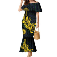 Personalized Solomon Islands Independence Anniversary Family Matching Mermaid Dress and Hawaiian Shirt Crocodile Mix Tapa LT7 Mom's Dress Colorful - Polynesian Pride