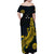Personalized Solomon Islands Independence Anniversary Family Matching Off Shoulder Maxi Dress and Hawaiian Shirt Crocodile Mix Tapa