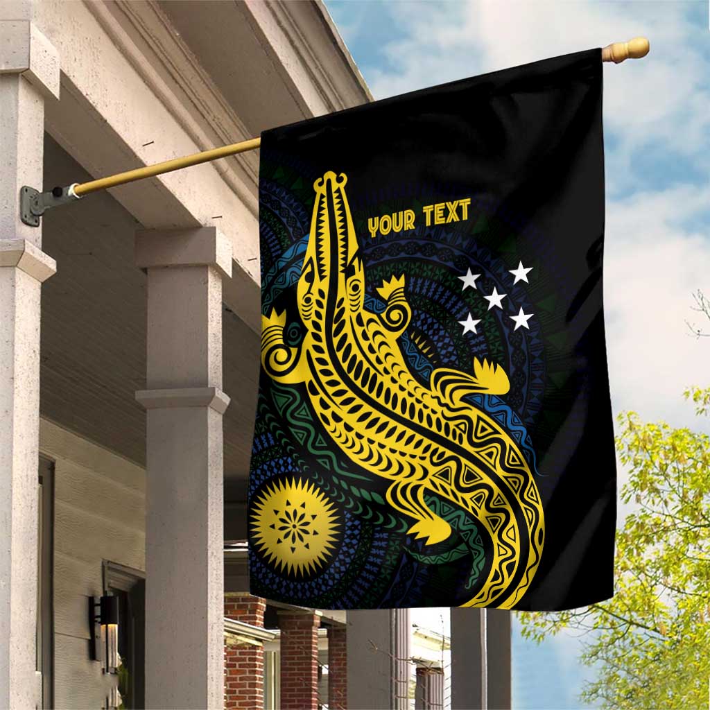 Personalized Solomon Islands Independence Anniversary Garden Flag Crocodile Mix Tapa