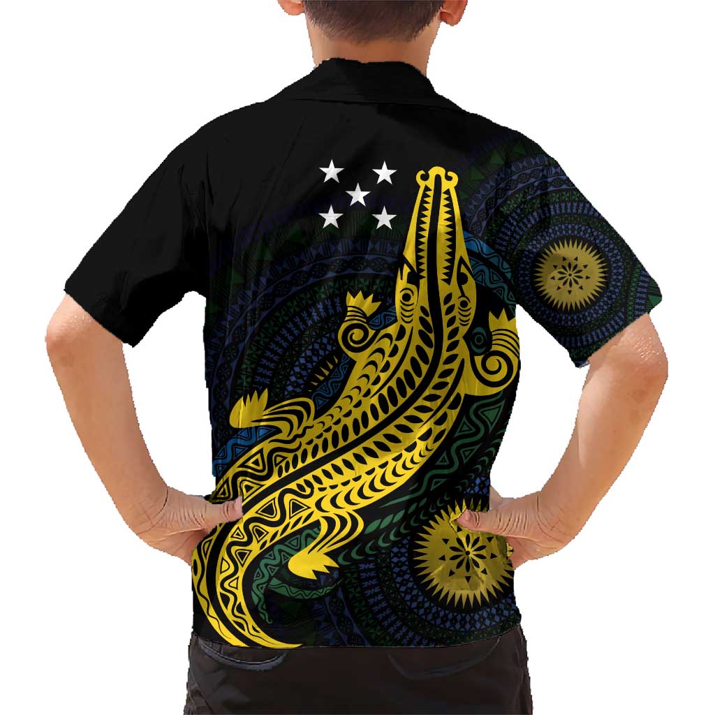 Personalized Solomon Islands Independence Anniversary Kid Hawaiian Shirt Crocodile Mix Tapa