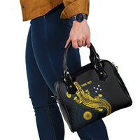 Personalized Solomon Islands Independence Anniversary Shoulder Handbag Crocodile Mix Tapa