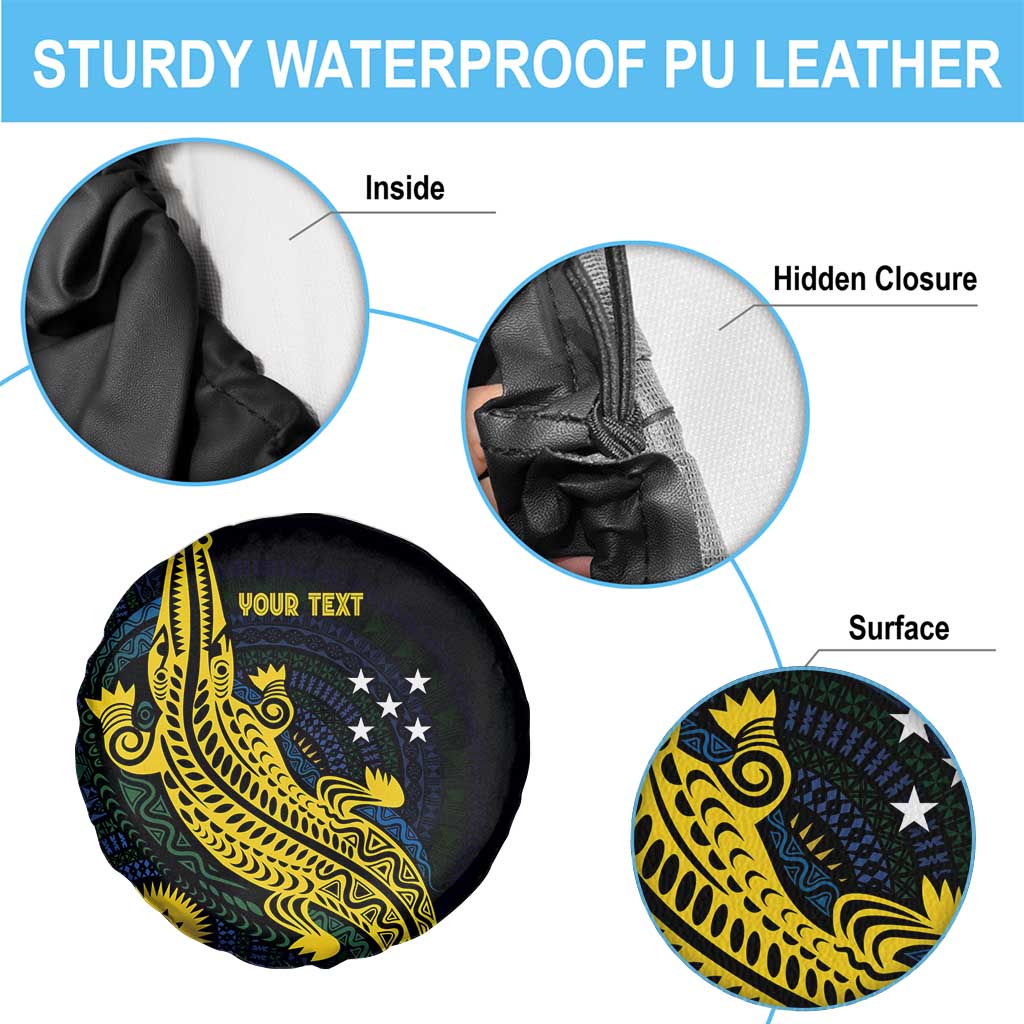 Personalized Solomon Islands Independence Anniversary Spare Tire Cover Crocodile Mix Tapa