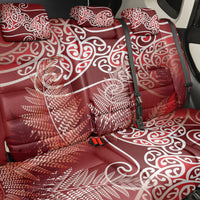 Aotearoa Maori Koru Curves Back Car Seat Cover Silver Ferns - Crimson Red