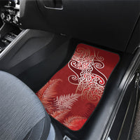 Aotearoa Maori Koru Curves Car Mats Silver Ferns - Crimson Red