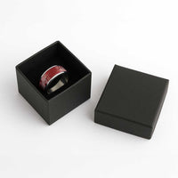 Aotearoa Maori Koru Curves Classic Ring Silver Ferns - Crimson Red