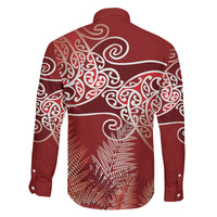 Aotearoa Maori Koru Curves Family Matching Summer Maxi Dress and Hawaiian Shirt Silver Ferns - Crimson Red LT7 - Polynesian Pride