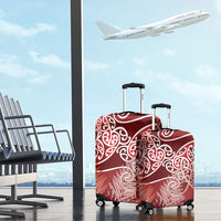 Aotearoa Maori Koru Curves Luggage Cover Silver Ferns - Crimson Red
