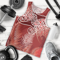 Aotearoa Maori Koru Curves Men Tank Top Silver Ferns - Crimson Red