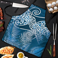 Aotearoa Maori Koru Curves Apron Silver Ferns - Navy Blue