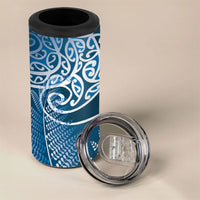 Aotearoa Maori Koru Curves 4 in 1 Can Cooler Tumbler Silver Ferns - Navy Blue