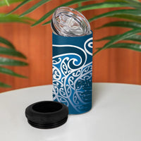 Aotearoa Maori Koru Curves 4 in 1 Can Cooler Tumbler Silver Ferns - Navy Blue