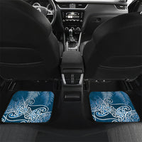 Aotearoa Maori Koru Curves Car Mats Silver Ferns - Navy Blue