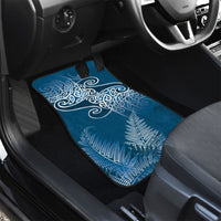 Aotearoa Maori Koru Curves Car Mats Silver Ferns - Navy Blue