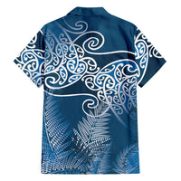 Aotearoa Maori Koru Curves Family Matching Long Sleeve Bodycon Dress and Hawaiian Shirt Silver Ferns - Navy Blue LT7 - Polynesian Pride