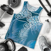 Aotearoa Maori Koru Curves Men Tank Top Silver Ferns - Navy Blue