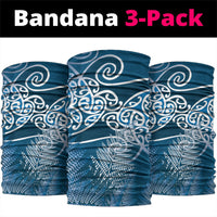 Aotearoa Maori Koru Curves Neck Gaiter Silver Ferns - Navy Blue