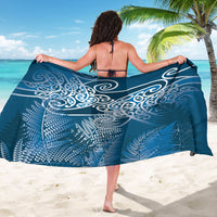 Aotearoa Maori Koru Curves Sarong Silver Ferns - Navy Blue