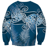 Aotearoa Maori Koru Curves Sweatshirt Silver Ferns - Navy Blue