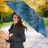 Aotearoa Maori Koru Curves Umbrella Silver Ferns - Navy Blue