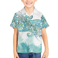 Aotearoa Maori Koru Curves Family Matching Off Shoulder Maxi Dress and Hawaiian Shirt Mossy Paua Shell