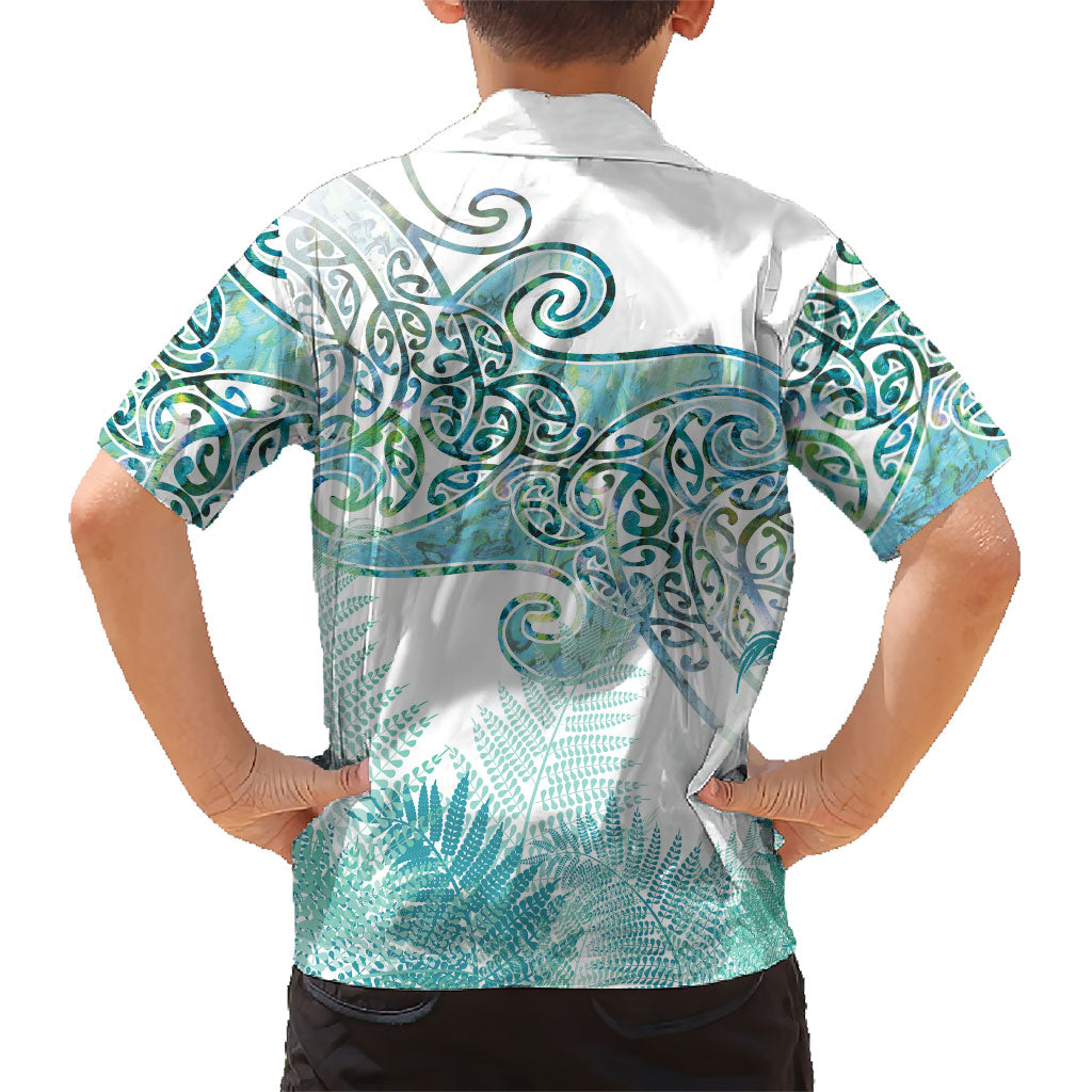 Aotearoa Maori Koru Curves Hawaiian Shirt Mossy Paua Shell