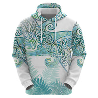 Aotearoa Maori Koru Curves Hoodie Mossy Paua Shell